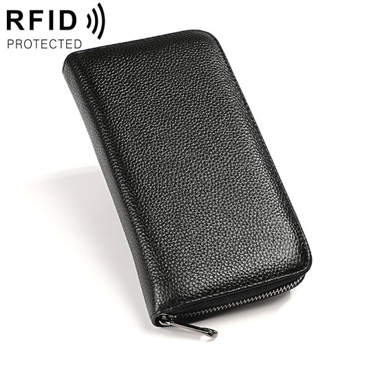 KB196 Top-grain Leather Large Capacity Multi-function 36-Bit Anti-magnetic RFID Organ Card Package Wallet