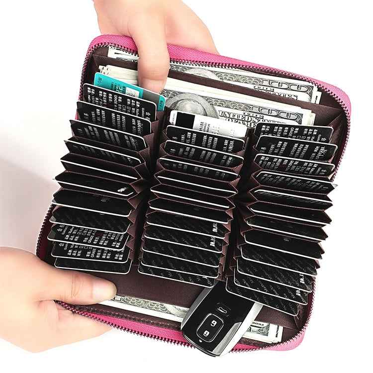 KB196 Top-grain Leather Large Capacity Multi-function 36-Bit Anti-magnetic RFID Organ Card Package Wallet