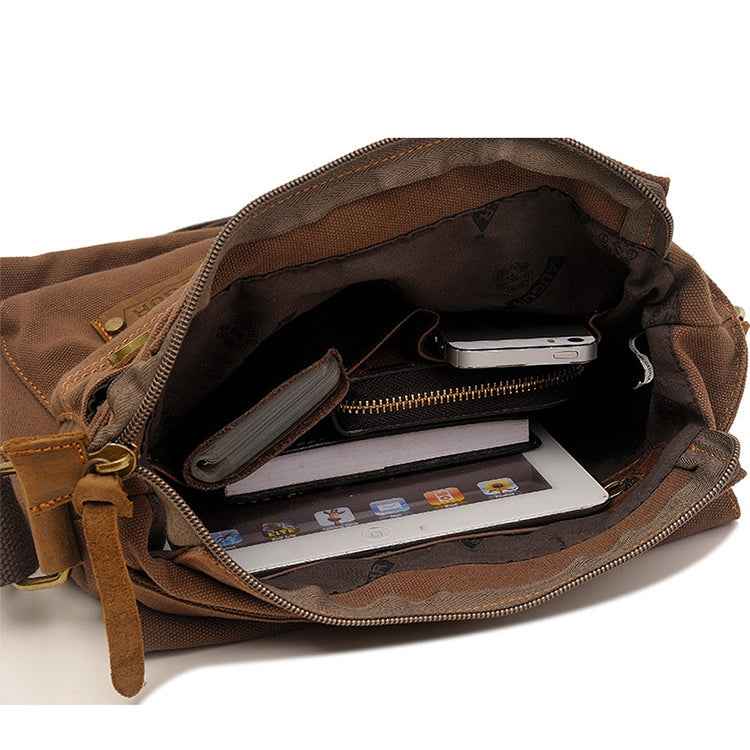 AUGUR 9088 Retro Vertical Style Canvas Shoulder Messenger Crossby Bag