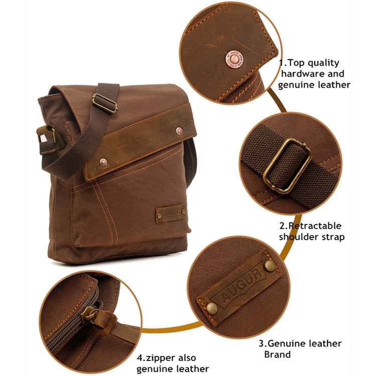 AUGUR 9088 Retro Vertical Style Canvas Shoulder Messenger Crossby Bag