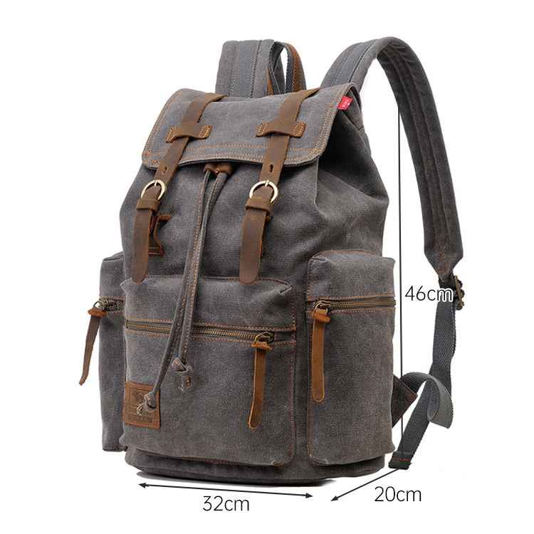 AUGUR 1039 Large Student Retro Canvas Backpack Shoulders Laptop Bag