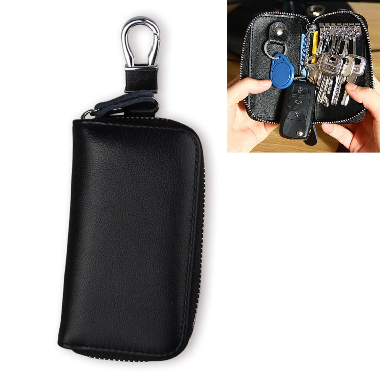 9092 Business Style Multifunctional Genuine Leather Zipper Car Key Bag