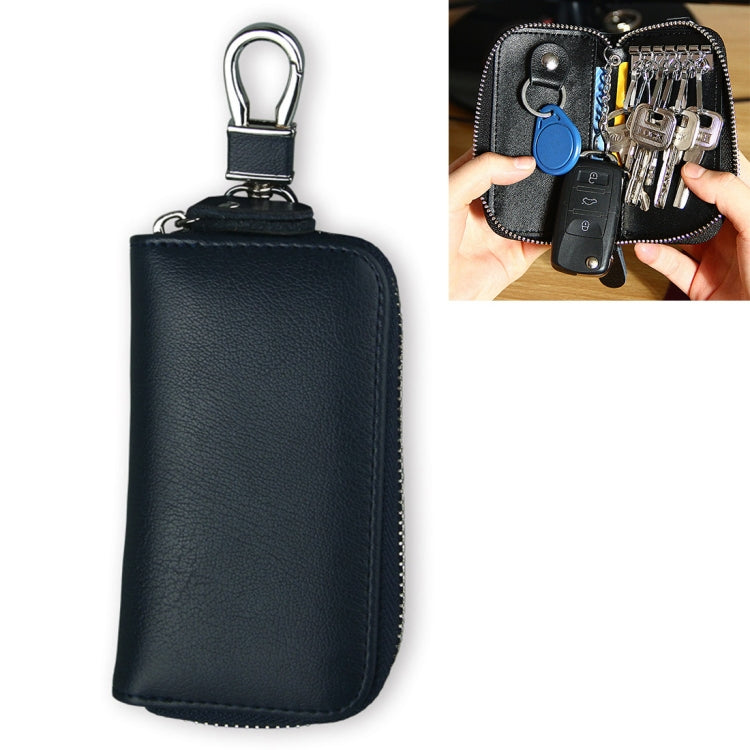 9092 Business Style Multifunctional Genuine Leather Zipper Car Key Bag