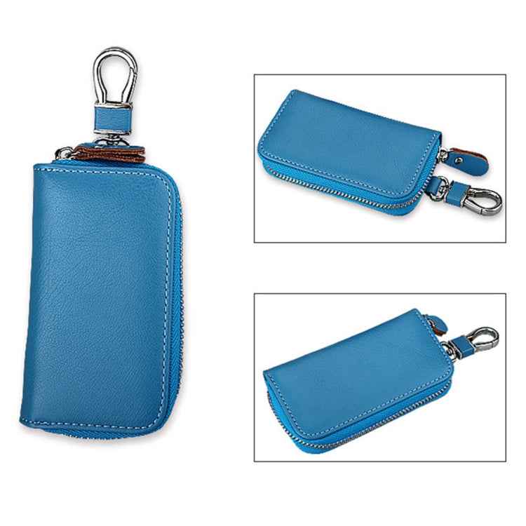 9092 Business Style Multifunctional Genuine Leather Zipper Car Key Bag