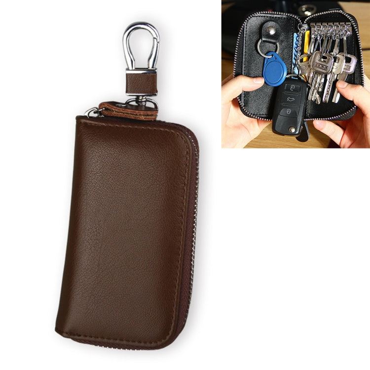 9092 Business Style Multifunctional Genuine Leather Zipper Car Key Bag