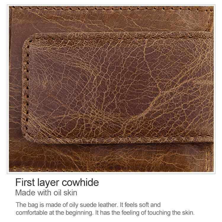 KB80 Antimagnetic RFID Crazy Horse Texture Oil Wax Leather Card Holder Wallet Billfold for Men and Women