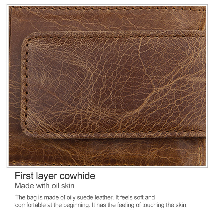 KB80 Antimagnetic RFID Crazy Horse Texture Oil Wax Leather Card Holder Wallet Billfold for Men and Women