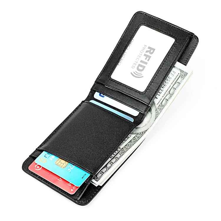 KB186 Antimagnetic RFID Mini Crazy Horse Texture Leather Billfold Card Wallet for Men and Women