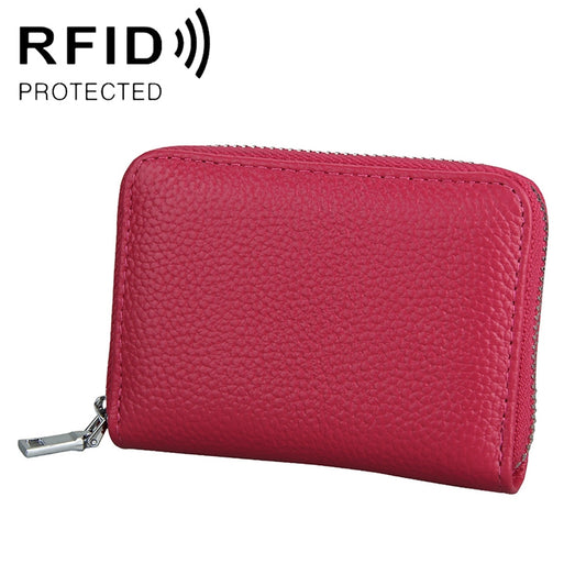 KB205 Antimagnetic RFID Litchi Texture Leather Zipper Large-capacity Card Holder Wallet