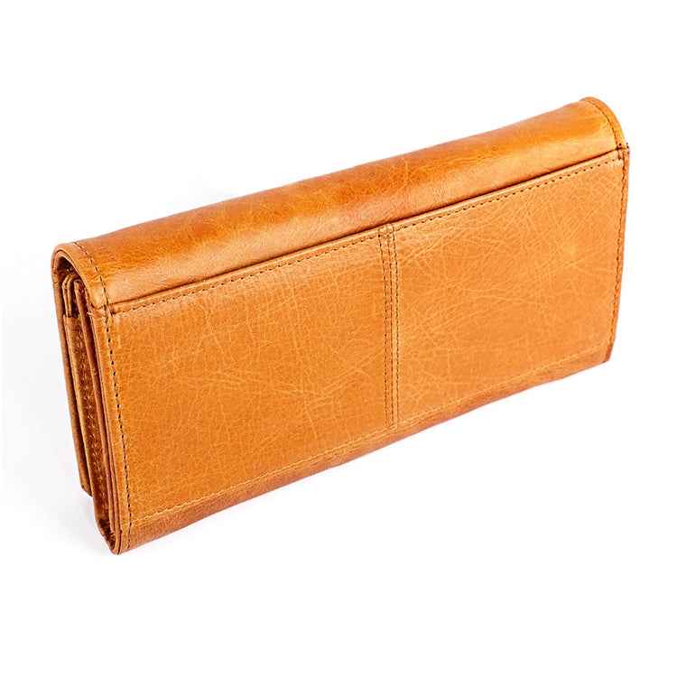 3559 Antimagnetic RFID Multi-function Zipper Retro Top-grain Leather Lady Purse Wallet