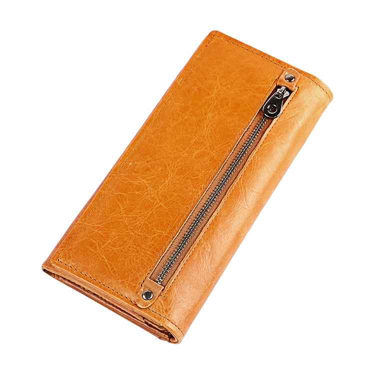 3559 Antimagnetic RFID Multi-function Zipper Retro Top-grain Leather Lady Purse Wallet