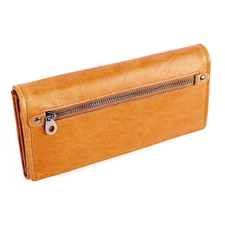 3559 Antimagnetic RFID Multi-function Zipper Retro Top-grain Leather Lady Purse Wallet