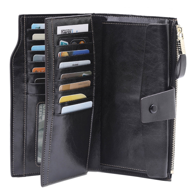 8236 Antimagnetic RFID Multi-function Oil Wax Leather Lady Wallet Large-capacity Purse