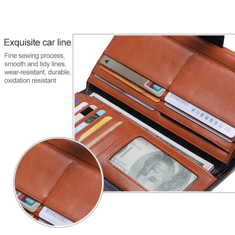 8236 Antimagnetic RFID Multi-function Oil Wax Leather Lady Wallet Large-capacity Purse