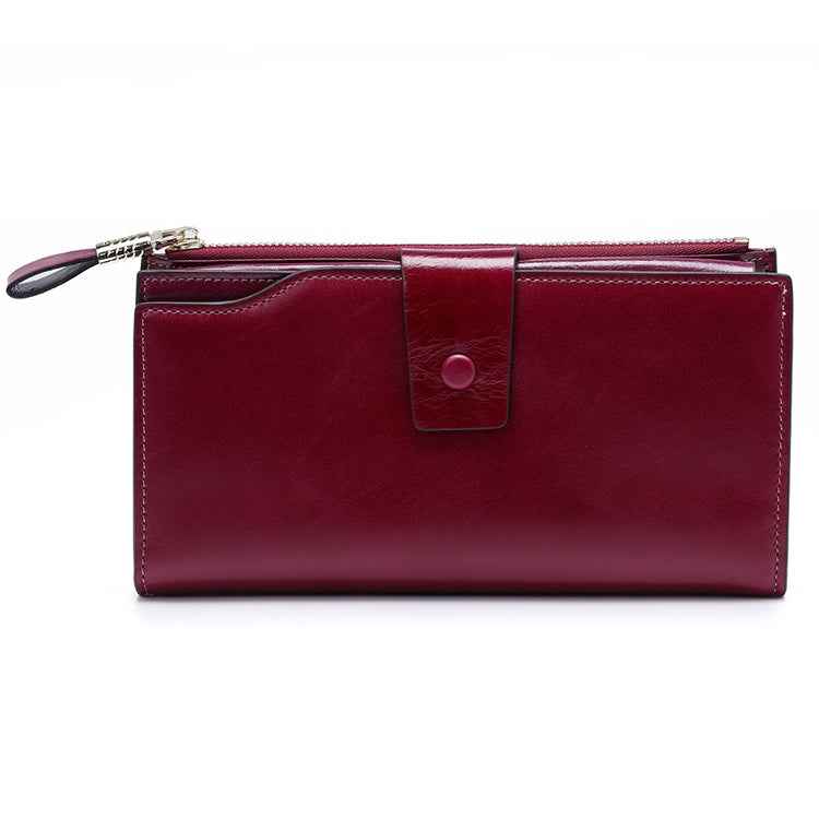 8236 Antimagnetic RFID Multi-function Oil Wax Leather Lady Wallet Large-capacity Purse