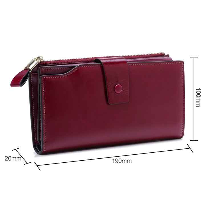 8236 Antimagnetic RFID Multi-function Oil Wax Leather Lady Wallet Large-capacity Purse