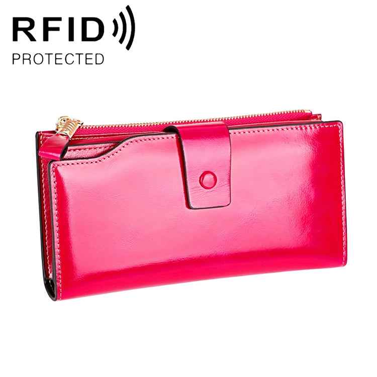 8236 Antimagnetic RFID Multi-function Oil Wax Leather Lady Wallet Large-capacity Purse