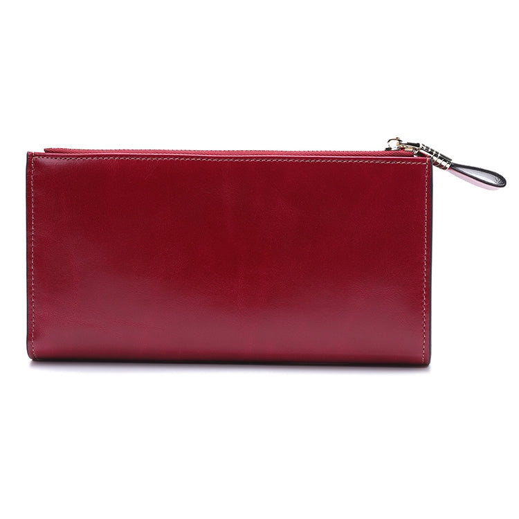 8236 Antimagnetic RFID Multi-function Oil Wax Leather Lady Wallet Large-capacity Purse