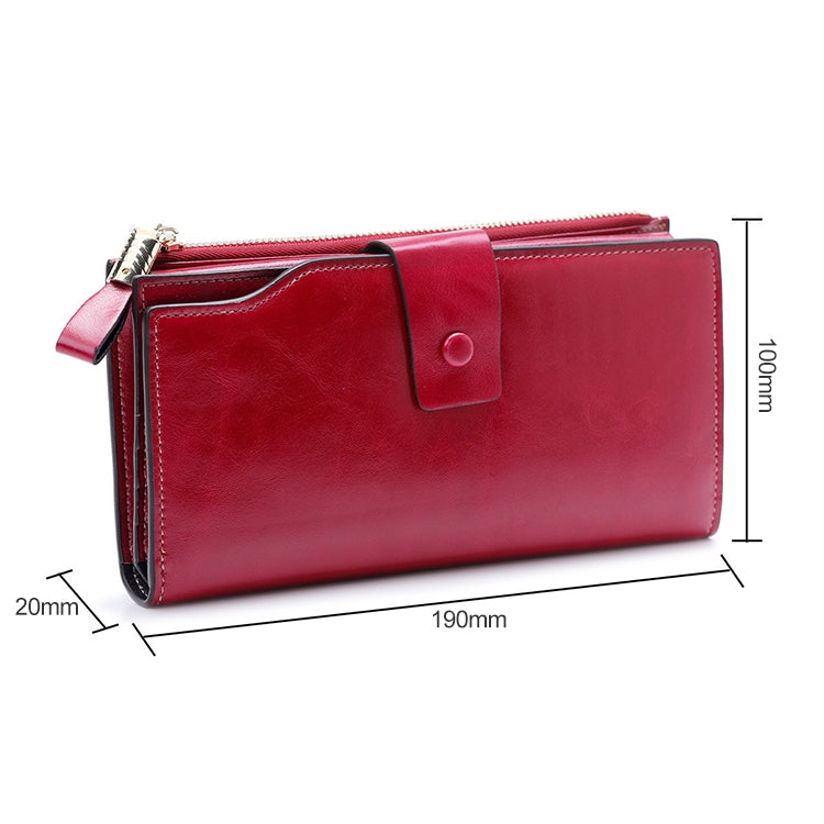 8236 Antimagnetic RFID Multi-function Oil Wax Leather Lady Wallet Large-capacity Purse