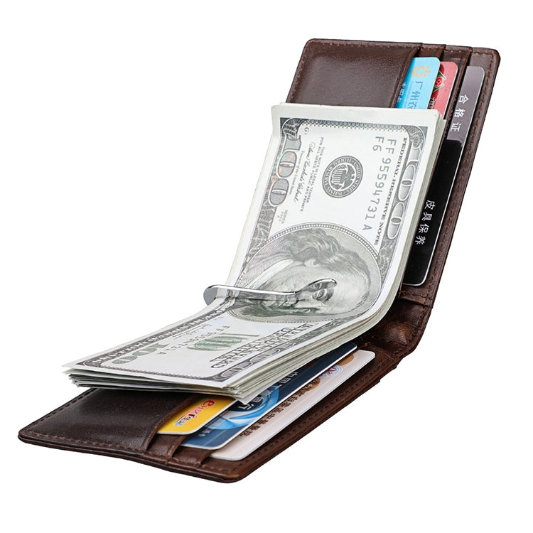 9037 Antimagnetic RFID Crazy Horse Texture Leather Wallet Billfold for Men and Women