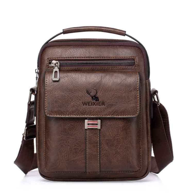 WEIXIER 8683 Large Capacity Retro PU Leather Men Business Handbag Crossbody Bag