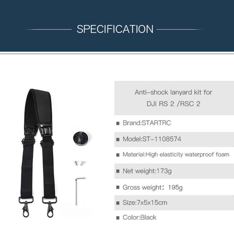 STARTRC Thickening Stress Relieving Neck Strap Lanyard Hang Rope Buckle for DJI RONIN RS-2 /  RONIN RS-C2