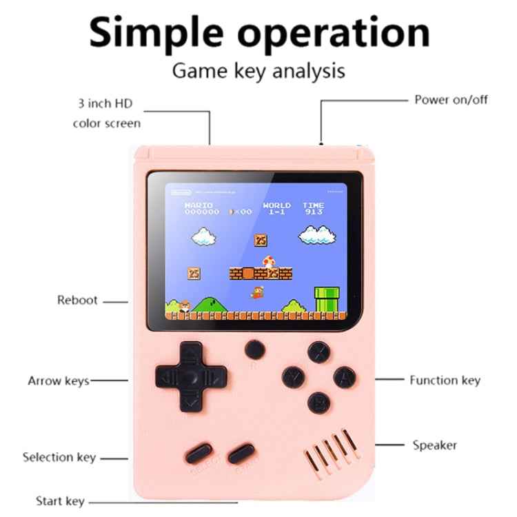 MK800 3.0 inch Macaron Mini Retro Classic Handheld Game Console for Kids Built-in 800 Games, Support AV Output