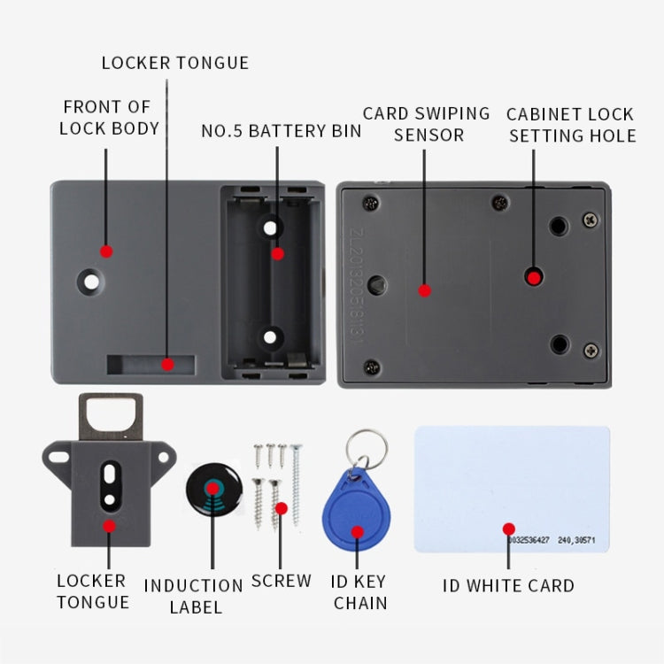 T3 ABS Magnetic Card Induction Lock Invisible Bilateral Open Cabinet Door Lock