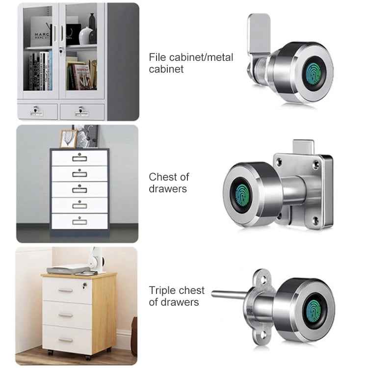 T21FB Micro USB Charging Zinc Alloy Smart Fingerprint + Bluetooth Single Open Drawer Lock File Cabinet Lock