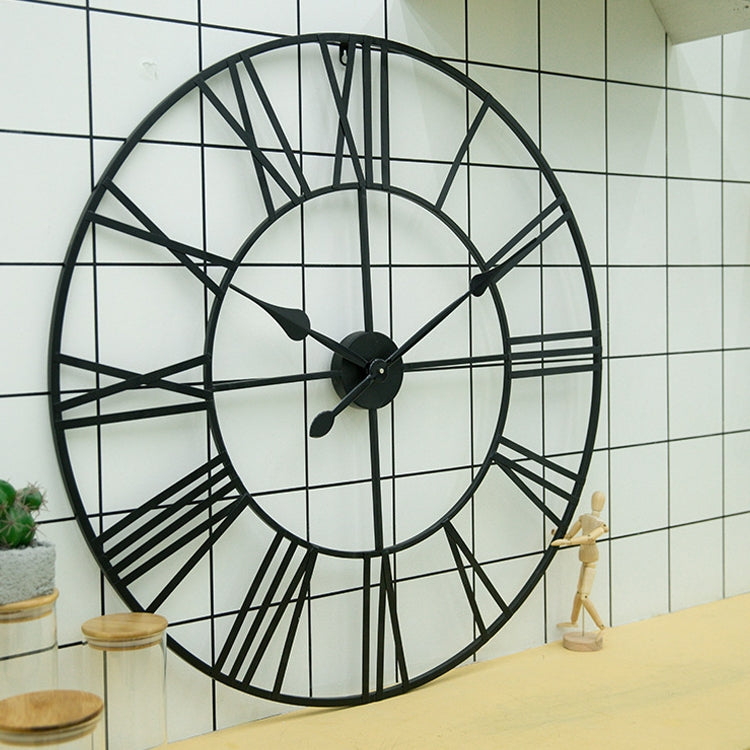 60cm Retro Living Room Iron Round Roman Numeral Mute Decorative Wall Clock