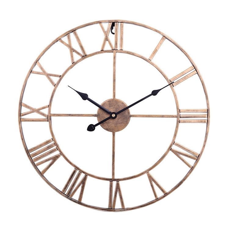 60cm Retro Living Room Iron Round Roman Numeral Mute Decorative Wall Clock