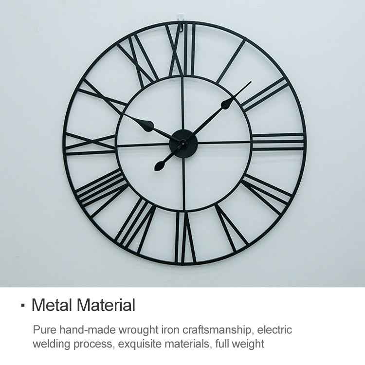 80cm Retro Living Room Iron Round Roman Numeral Mute Decorative Wall Clock