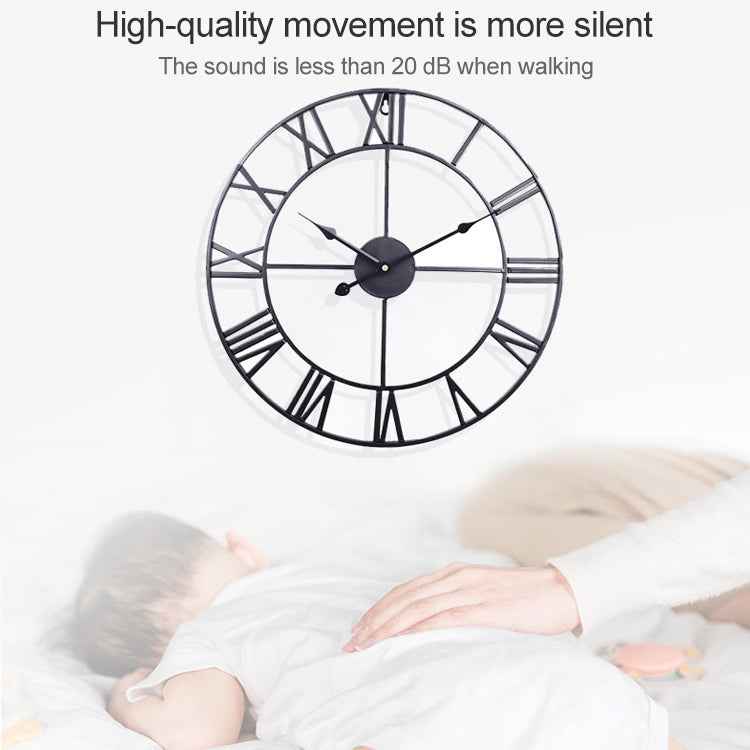 80cm Retro Living Room Iron Round Roman Numeral Mute Decorative Wall Clock