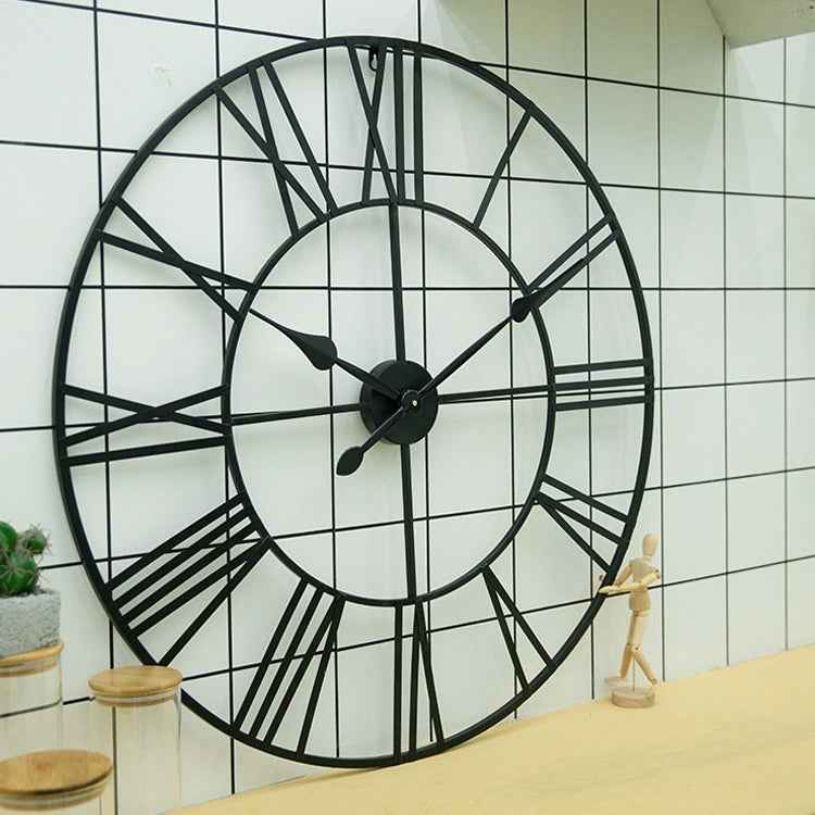 80cm Retro Living Room Iron Round Roman Numeral Mute Decorative Wall Clock