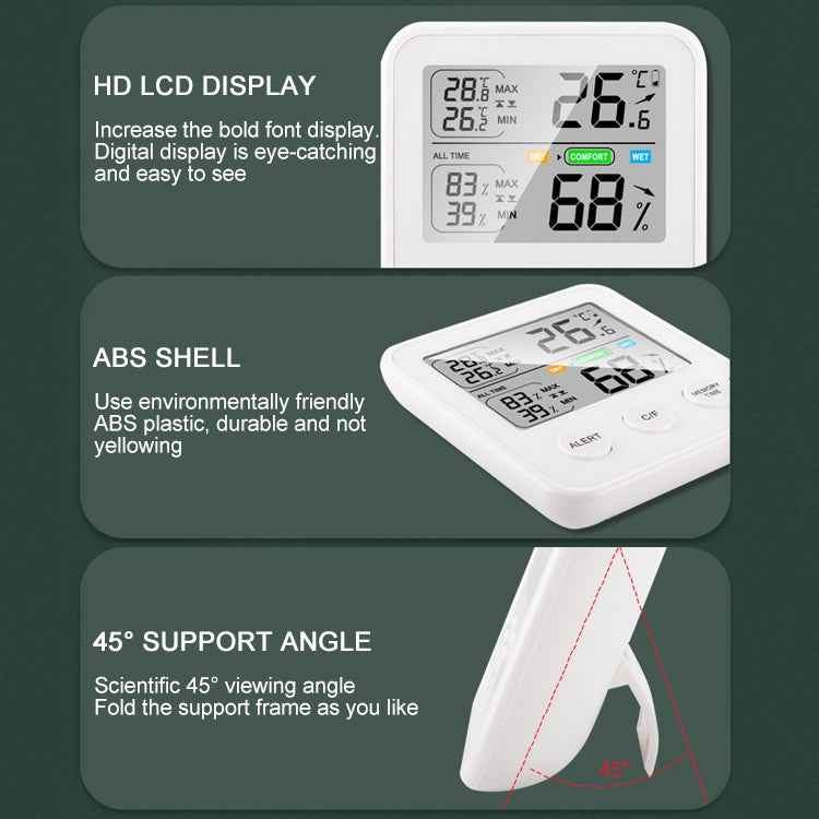 TS-9909-W Multifunction Large Screen Household Thermometer Hygrometer