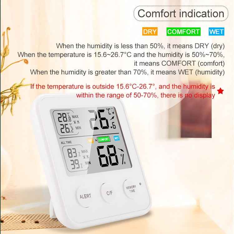 TS-9909-W Multifunction Large Screen Household Thermometer Hygrometer
