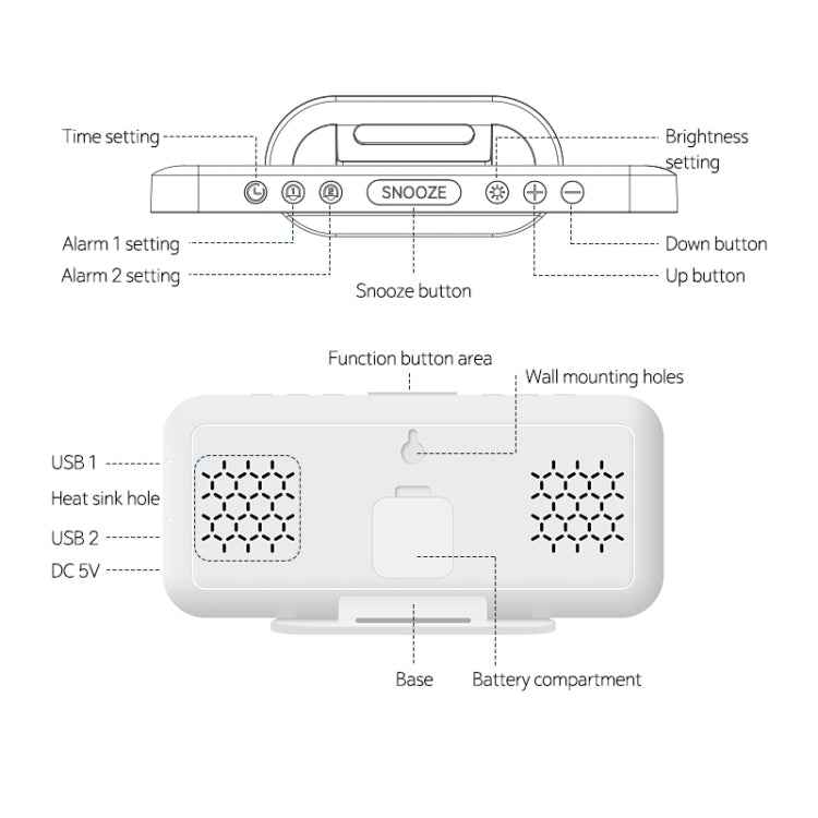 8821 LED Mirror Dual-purpose Snooze Alarm Clock