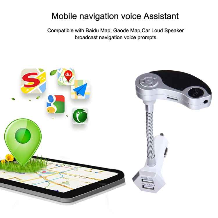 GT86 Dual USB Charger Car Bluetooth FM Transmitter Kit, Support LCD Display / TF Card Music Play / Hands-free