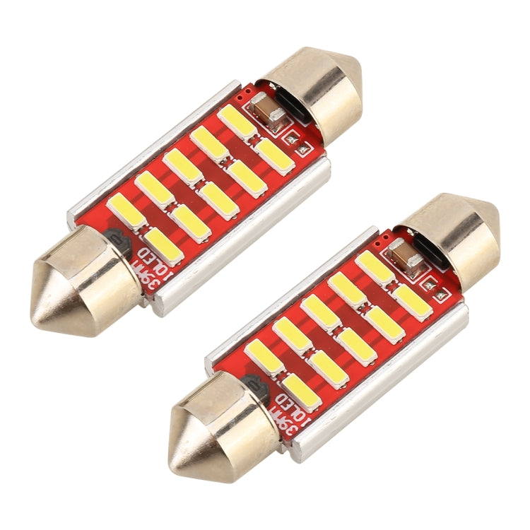 2 PCS DC 12V 2W 31MM 4014 Bicuspid Port No Decoding Car Dome Lamp LED Reading Light with 10 LED Lights