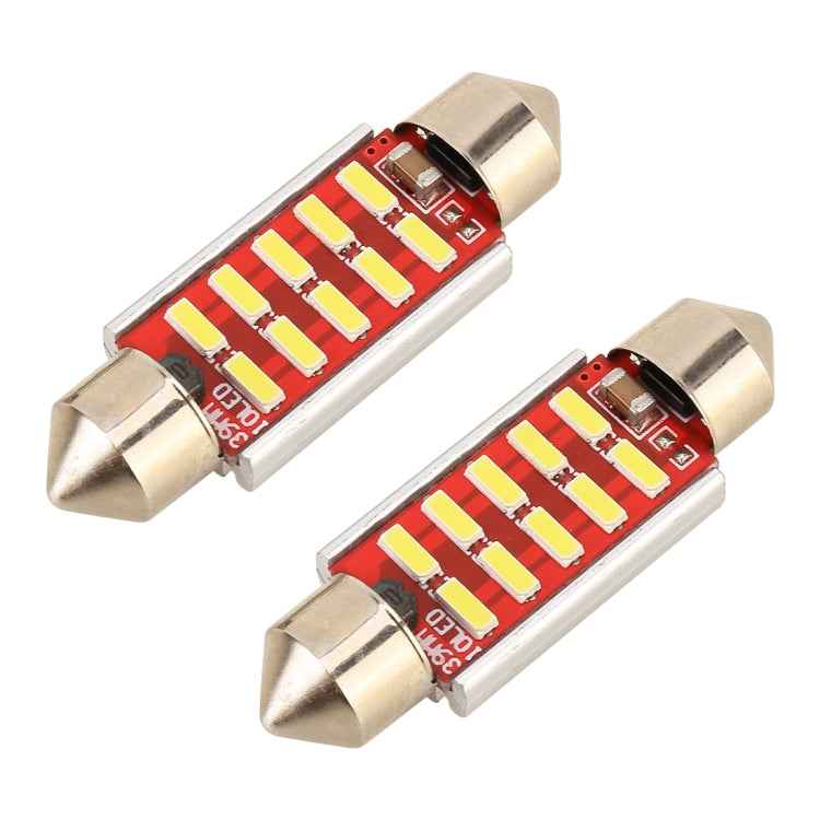 2 PCS DC 12V 2W 41MM 4014 Bicuspid Port No Decoding Car Dome Lamp LED Reading Light with 10 LED Lights