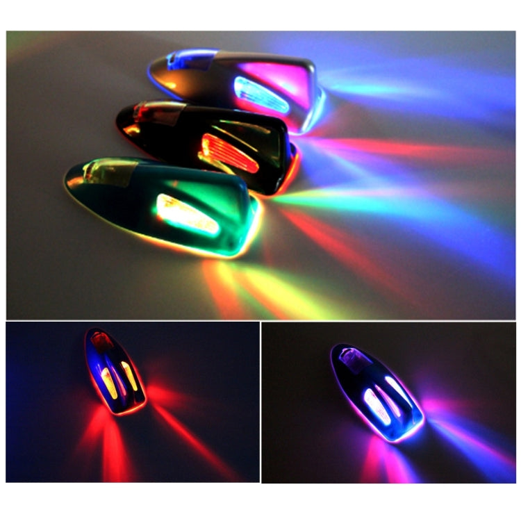Solar Colorful Light Anti Collision Shark Fin Car Taillight LED Flash Warning Light Caution Light