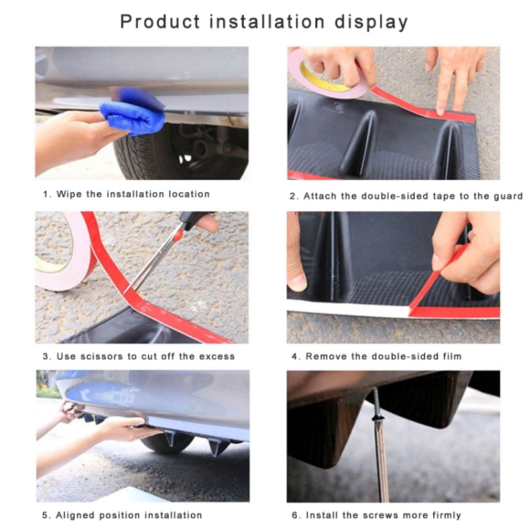 Universal Car Rear Bumper Lip Diffuser 5 Shark Fin Style Carbon Fiber  ABS, Size: 58.4 x 53.3 x 15.2cm