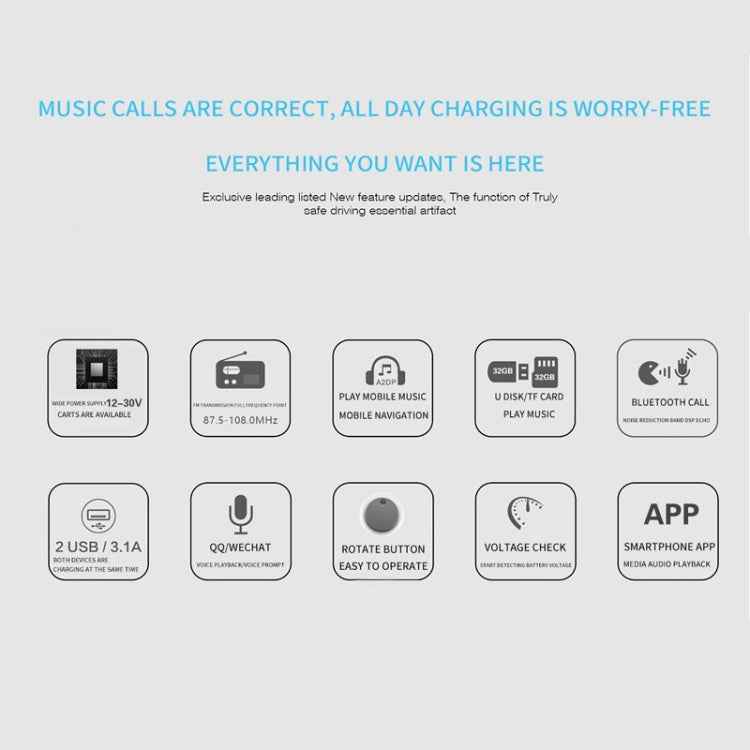 805E Dual USB Charging Bluetooth FM Transmitter MP3 Music Player Car Kit, Support Hands-Free Call  & Read TF Card / U Disk Music