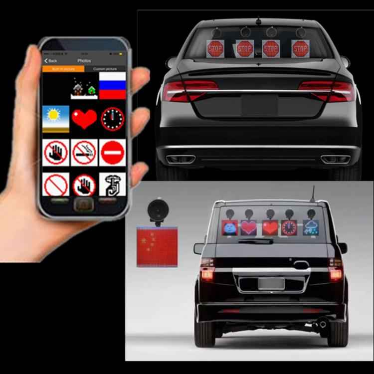 32x32 Pixel Full Color Wireless Bluetooth APP Control Emoticon Smile Faces LED Car Sign LED Display Lighting Board