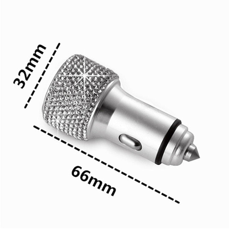 Car Diamond Aluminium Alloy QC3.0 Dual USB Quick Charger, QC3.0