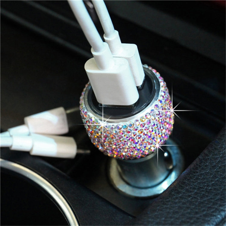 Car Diamond Aluminium Alloy QC3.0 Dual USB Quick Charger, QC3.0
