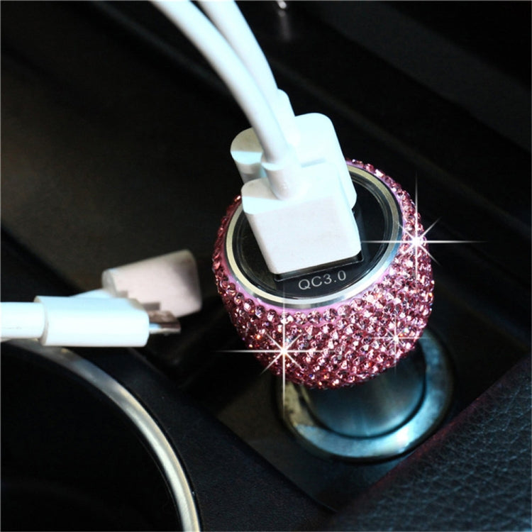 Car Diamond Aluminium Alloy QC3.0 Dual USB Quick Charger