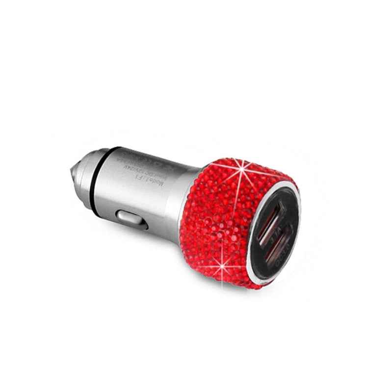 Car Diamond Aluminium Alloy QC3.0 Dual USB Quick Charger