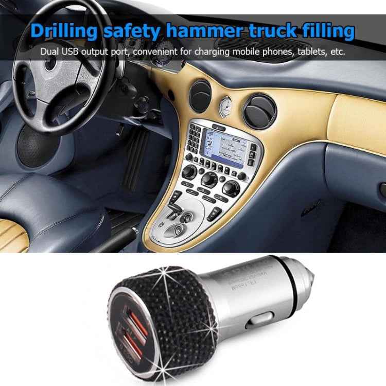 Car Diamond Aluminium Alloy QC3.0 Dual USB Quick Charger