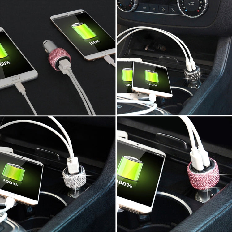 Car Diamond Aluminium Alloy QC3.0 Dual USB Quick Charger